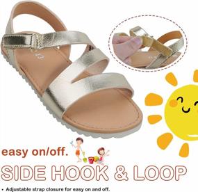 img 1 attached to Summer Flat Shoes For Girls: Festooned Princess Open Toe Sandals With Adjustable Straps