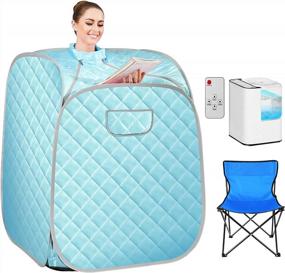 img 4 attached to Himimi New Upgrade 2.5L Foldable Steam Sauna Portable Indoor Home Spa Relaxation At Home, 60 Minute Timer With Chair Remote (Square, Green)