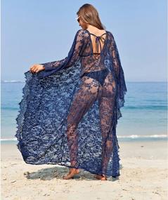 img 1 attached to Boho Lace Kimono Beach Cover-Up For Plus Size Women: Elevate Your Swimwear Style