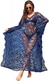 img 4 attached to Boho Lace Kimono Beach Cover-Up For Plus Size Women: Elevate Your Swimwear Style