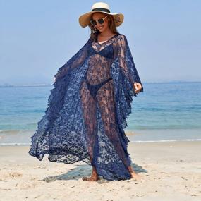img 2 attached to Boho Lace Kimono Beach Cover-Up For Plus Size Women: Elevate Your Swimwear Style