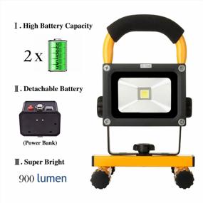 img 3 attached to LED Work Light,Portable Outdoor Flood Light And Detachable 4400MAh Battery With Car Charger, Waterproof, 900Lm,Yellow