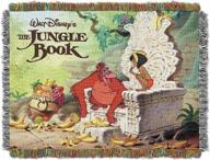 🐵 disney's the jungle book, 'king louie' tapestry throw blanket, 48" x 60", multi color logo