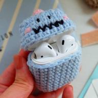 protect your airpods in style with mirkoo's cute handmade knitted little dinosaur case cover logo