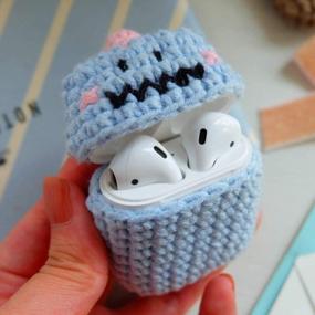 img 4 attached to Protect Your AirPods In Style With MIRKOO'S Cute Handmade Knitted Little Dinosaur Case Cover