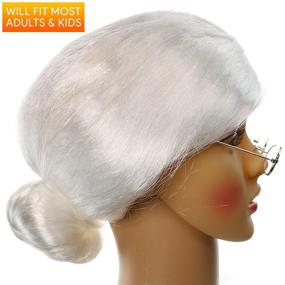 img 3 attached to White Granny Wig For Adults & Kids - Skeleteen Old Lady Costume Accessories With Bun