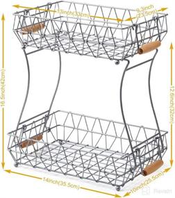img 3 attached to 🍎 EZOWare Серебряная 2-уровневая фруктовая корзина с ручками - Съемная проволочная кухонная подставка для хлеба, овощей, закусок - Органайзер для хранения на столешнице