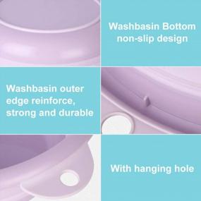 img 1 attached to Multi-Purpose Collapsible Wash Basin 2 Pack - Portable Dish Basin With Hanging Hole For Camping, Hiking And Home Use (Purple + Green)