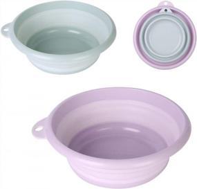 img 4 attached to Multi-Purpose Collapsible Wash Basin 2 Pack - Portable Dish Basin With Hanging Hole For Camping, Hiking And Home Use (Purple + Green)