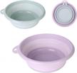 multi-purpose collapsible wash basin 2 pack - portable dish basin with hanging hole for camping, hiking and home use (purple + green) logo