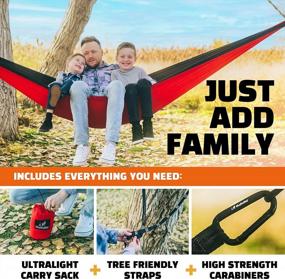 img 3 attached to MalloMe Double Camping Hammock With Straps - Portable 2 Person Outdoor Tree Travel Hamaca For Kids And Adults - Heavy Duty Backpacking Gear For Hiking, Beach, Yard & Patio