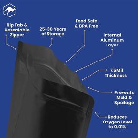 img 2 attached to 60-Pack Mylar Gusset Bag Bundle (7.5 Mil - 10" X 14") Stand-Up Zipper Pouches With 400Cc Oxygen Absorbers & Labels For Long Term Food Storage Solutions – Matte Black