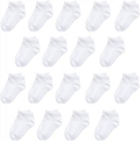 img 4 attached to Детские спортивные носки до щиколотки - Janegio 18 пар низких носков с половинной подушкой для мальчиков и девочек
