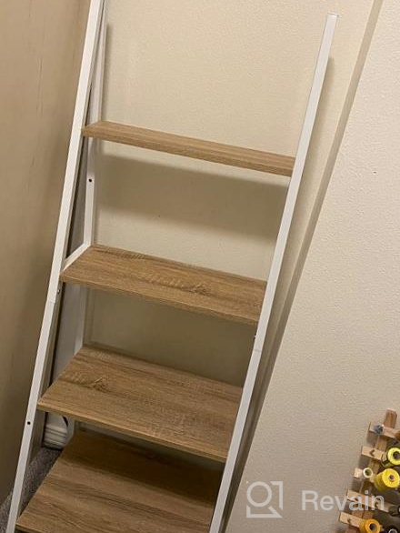 img 1 attached to 4NM Industrial 4-Tier Ladder Shelf: Multifunctional Storage Rack Shelves For Books, Plants & More - Brown And Black review by Maria Hill