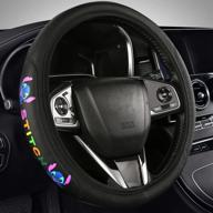 stitch car accessories: elastic 15-inch cute steering wheel cover with enhanced fit for men and women логотип