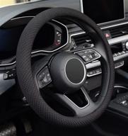 zhol universal 15 inch microfiber ice silk steering wheel cover: breathable & anti-slip car accessory for women and men - black логотип