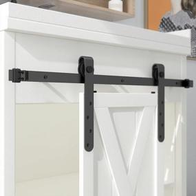 img 1 attached to Skysen 7Ft Single Door Cabinet Sliding Barn Door Hardware Kit - Super Mini For Wardrobe, TV Stand & More!