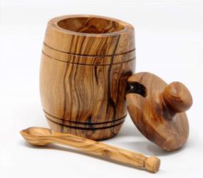 img 2 attached to Authentic BeldiNest Olive Wood Sugar Bowl: Medium Barrel Canister For Timeless Style In Every Kitchen