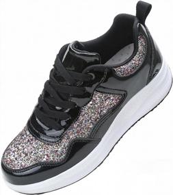 img 4 attached to PPXID Women'S Sequin Platform Sneakers - Lightweight Non-Slip Running Shoes For Fashionable Walking