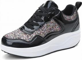 img 2 attached to PPXID Women'S Sequin Platform Sneakers - Lightweight Non-Slip Running Shoes For Fashionable Walking