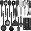 deedro 16-piece black silicone kitchen utensils set - heat resistant cooking tools with holder, non-stick spatula gadgets for baking and cooking logo