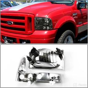 img 1 attached to 🔦 DNA Motoring HL-OH-F99SD4P-SM-CL1 Тюнинг фары с курильным стеклом для Ford F250 F350 F450 F550 Super Duty 1999-2004