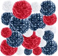 20-piece tissue pom pom party kit – easy to assemble decorations for birthday, graduation & 4th of july – american flag, red, white & blue theme by epiqueone logo