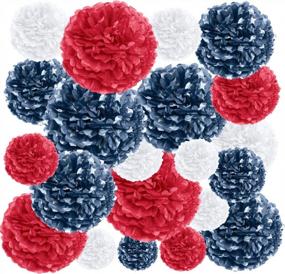 img 4 attached to 20-Piece Tissue Pom Pom Party Kit – Easy To Assemble Decorations For Birthday, Graduation & 4Th Of July – American Flag, Red, White & Blue Theme By EpiqueOne