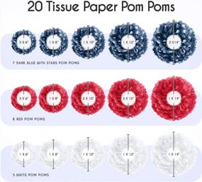 img 2 attached to 20-Piece Tissue Pom Pom Party Kit – Easy To Assemble Decorations For Birthday, Graduation & 4Th Of July – American Flag, Red, White & Blue Theme By EpiqueOne