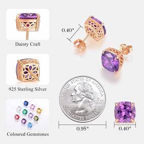 img 1 attached to CDE Morning Dew Rose Gold-Plated Stud Earrings, 925 Sterling Silver Earring, Cushion Cut Multicolor Birthstone Earring, Jewelry Gift For Mom Wife Girlfriend Christmas Anniversary Birthday Gift For Women