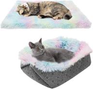 self-warming cat bed / mat for indoor cats - pet bed cushion for small dogs, cozy cave, soft plush fluffy puppy sofa with non-slip base logo