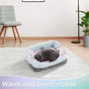 img 3 attached to Self-Warming Cat Bed / Mat for Indoor Cats - Pet Bed Cushion for Small Dogs, Cozy Cave, Soft Plush Fluffy Puppy Sofa with Non-Slip Base