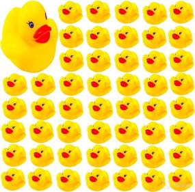 img 4 attached to DZTIAN 31-Piece Float & Squeak Mini Rubber Duck Baby Bath Ducky Sound Shower Toys for Kids, Celebrating the Joy of Children