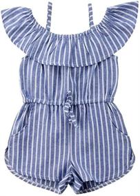 img 4 attached to Toddler Little Shoulder Jumpsuit Clothes Girls' Clothing : Jumpsuits & Rompers