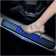 🚗 kaiweiqin 4pcs car door sill scuff plate cover for nissan rogue - carbon fiber sticker threshold door entry guard decorative blue with welcome pedal protection логотип