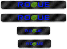 img 3 attached to 🚗 Kaiweiqin 4Pcs Car Door Sill Scuff Plate Cover for Nissan Rogue - Carbon Fiber Sticker Threshold Door Entry Guard Decorative Blue with Welcome Pedal Protection