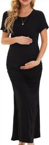 img 3 attached to Stylish Split Maternity Dress With Ruched Short Sleeves For Pregnant Women By Smallshow