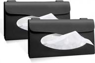 2buyshop 2 pack car tissue holder - pu leather napkin box for sun visor & backseat - black логотип