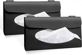 img 4 attached to 2Buyshop 2 Pack Car Tissue Holder - PU Leather Napkin Box For Sun Visor & Backseat - Black