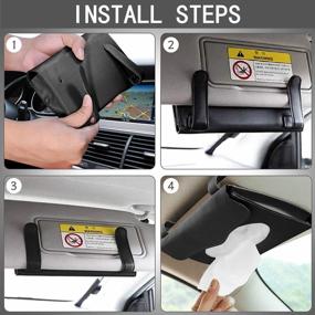 img 3 attached to 2Buyshop 2 Pack Car Tissue Holder - PU Leather Napkin Box For Sun Visor & Backseat - Black