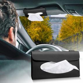 img 2 attached to 2Buyshop 2 Pack Car Tissue Holder - PU Leather Napkin Box For Sun Visor & Backseat - Black