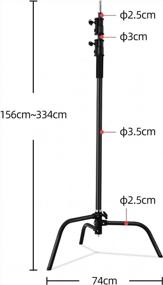img 2 attached to 2 Pack Of Heavy-Duty Steel C-Stands With 3.5'/108Cm Extension Arm, Grip Head, Turtle Base For Studio Photography - Max Height 10'/305Cm - Black