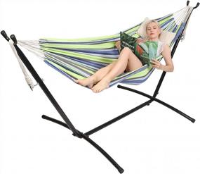 img 4 attached to Portable 2 Person Hammock With Stand - Heavy Duty And Supports Up To 450Lbs - Kanchimi