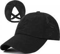 muryobao womens criss cross ponytail baseball cap adjustable high messy bun ponycap quick drying hat logo