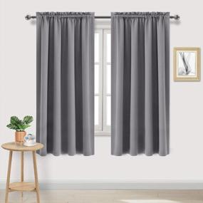 img 4 attached to Transform Your Room With DWCN Grey Blackout Curtains - Insulated, Private, Energy-Saving Window Drapes, 52 X 63 Inches, Set Of 2. Perfect For Living Rooms & Bedrooms.