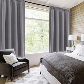 img 3 attached to Transform Your Room With DWCN Grey Blackout Curtains - Insulated, Private, Energy-Saving Window Drapes, 52 X 63 Inches, Set Of 2. Perfect For Living Rooms & Bedrooms.