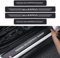 🚘 chevrolet silverado door sill scratches protector - mag-ai 4pcs for thicken car bumper, 4d carbon fiber, door sill protective (silverado) - universal size, 4sill-silvera-white fj logo