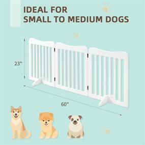 img 1 attached to 🐾 YOLENY 60-inch Extra Wide 23-inch Tall Freestanding Pet Gate with 2pcs Support Feet, Portable Folding Dog Gate for Stairs Doorways, Accordion Style, 3 Panels Indoor Wooden Dog Fence, White