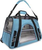 seo-friendly airline approved pet carrier - soft-sided carriers for small to medium cats and dogs: ideal for airplane 🐾 travel, on-board under seat carrying bag with detachable fleece bolster bed - perfect for kitten, cat, puppy, and dog taxi logo