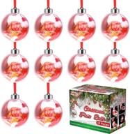 set of 10 clear acrylic photo ball ornaments (80mm) with silver caps and red lanyards for christmas tree decorating and photo display logo